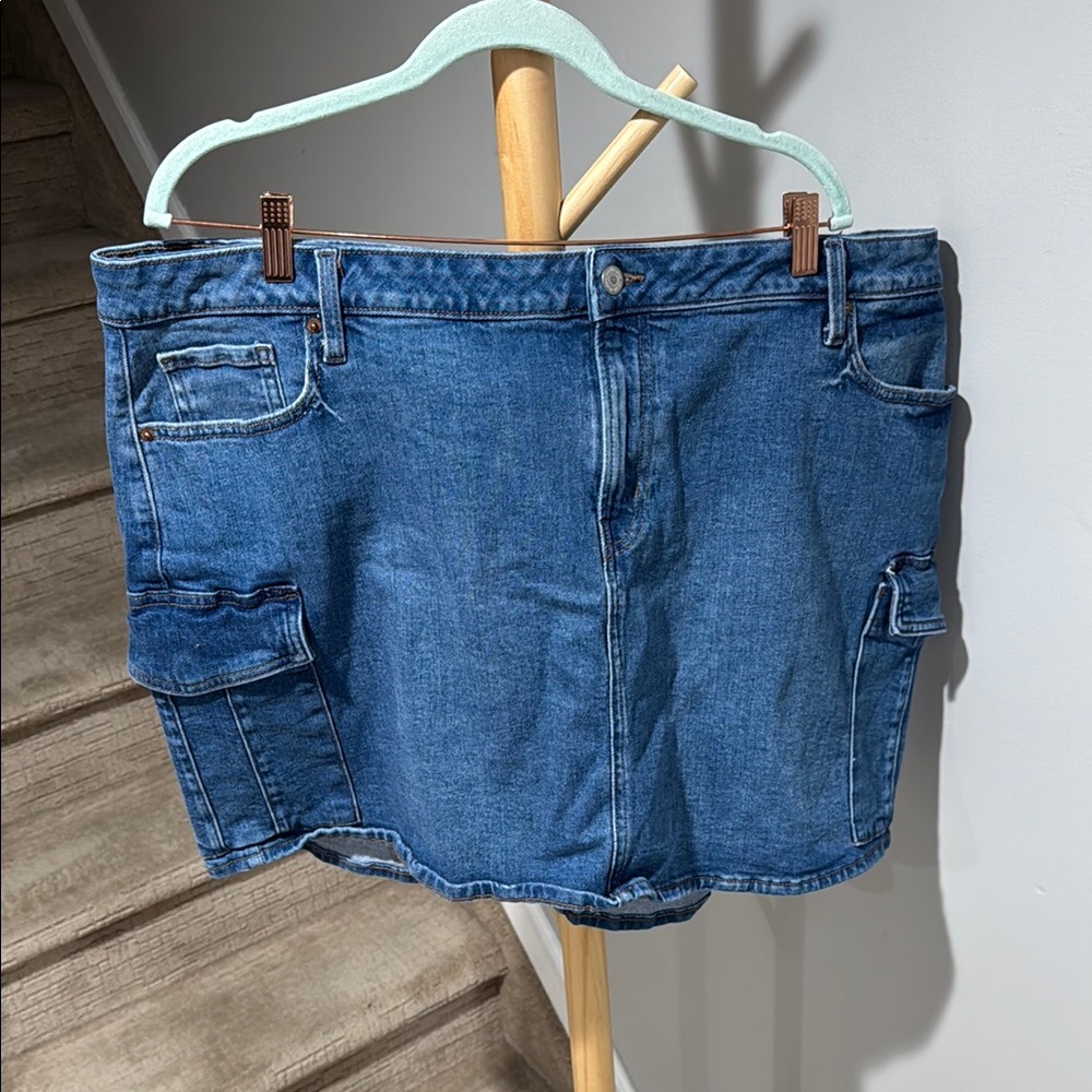Old Navy Blue Denim Cargo Skirt